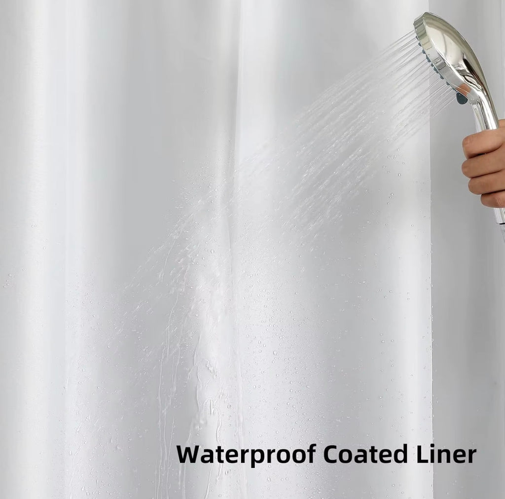 Waffle Weave Shower Curtain with Waterproof Liner – Modern Bathroom Curtain