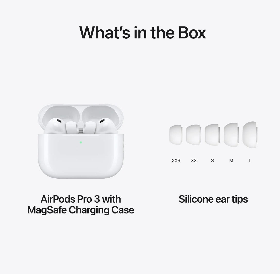 AirPods Pro 3 White w/ MagSafe Case, Bluetooth, ANC, In-Ear Earbuds